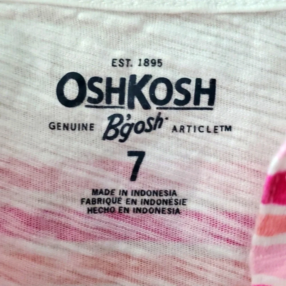 OshKosh Girls Size 7‎ Sleeveless Pink and White Striped Tunic Top